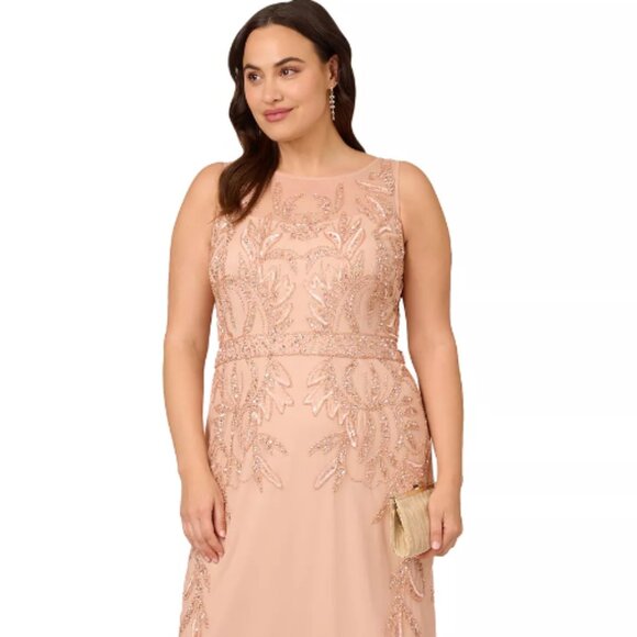 Adrianna Papell | Dresses | Adrianna Papell Beaded Column Gown | Poshmark
